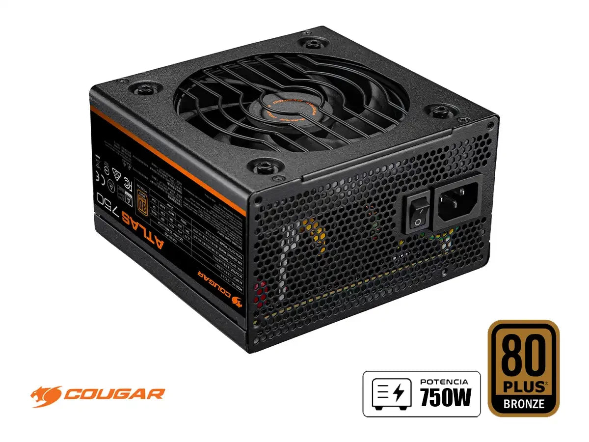 Fuente De Poder Cougar 750w Atlas Cgr Bd-750 (31al075002p01) Atx, 80 Plus Bronze, No Modular, Negro