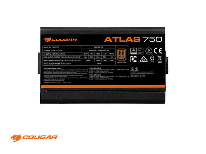Fuente De Poder Cougar 750w Atlas Cgr Bd-750 (31al075002p01) Atx, 80 Plus Bronze, No Modular, Negro