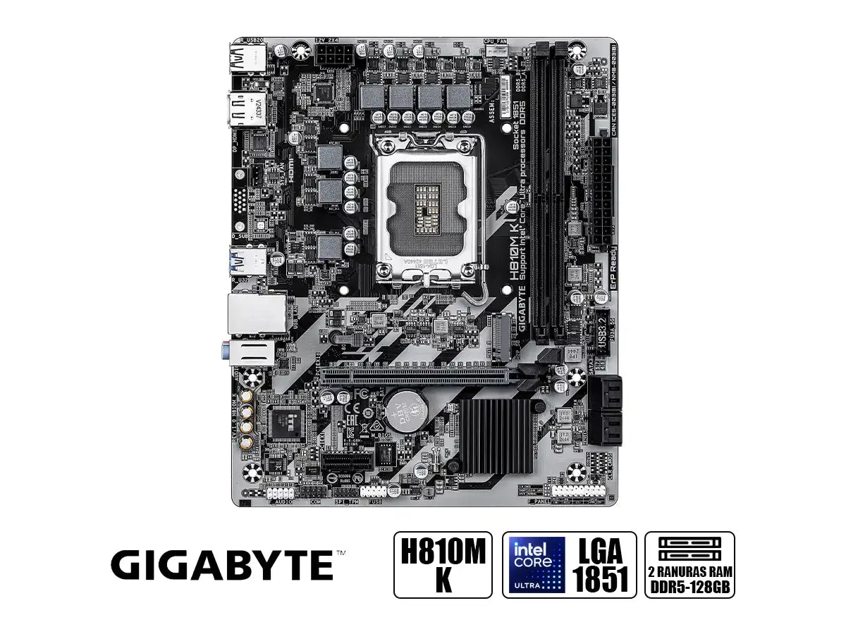 Placa Madre Gigabyte H810m K (h810m K G10) Socket Lga 1851, Ram Ddr5 8200 Mhz, Core Ultra
