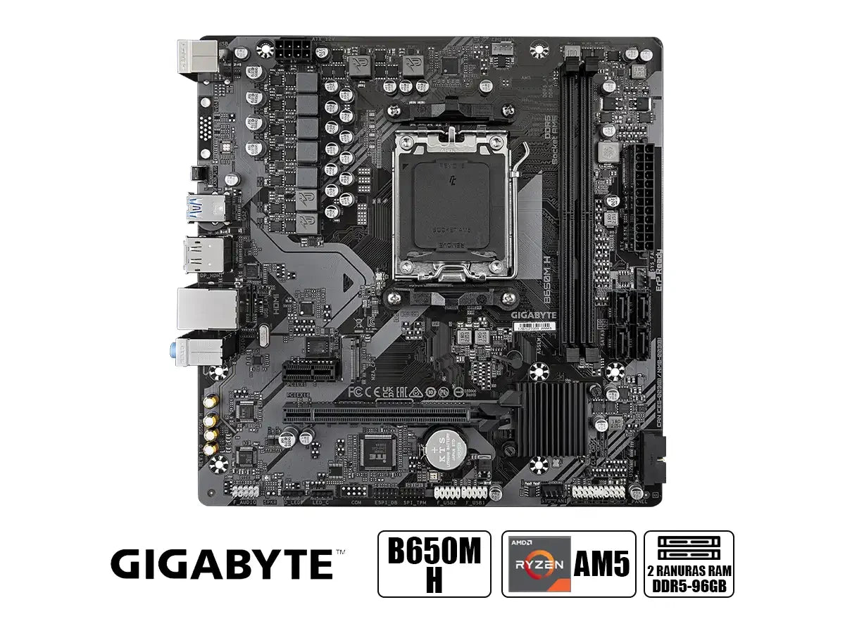 Placa Madre Gigabyte B650m H (b650m-h) Socket Am5, Ram Ddr5 Buss 6400oc Mhz