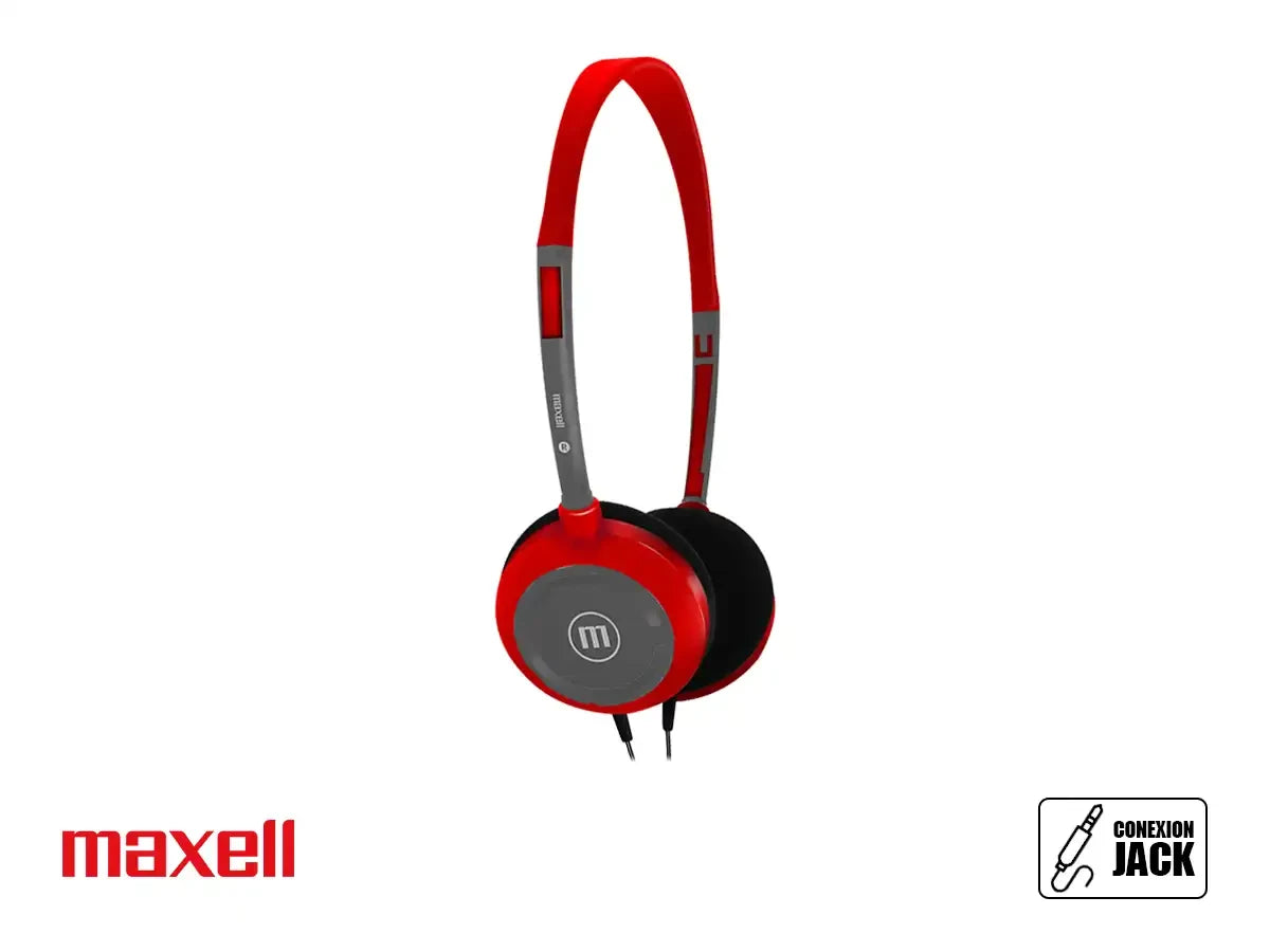 Auricular Maxell Hp-200 Ultra Light (348408) Con Microfono, Rojo / Gris
