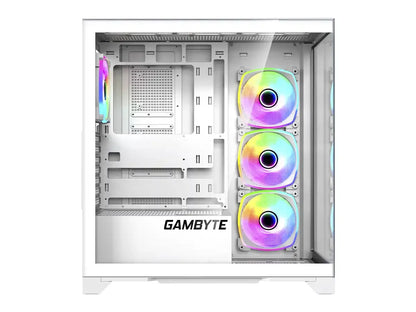 Case Gamer Gambyte Magus S/fuente, Blanco (cs-maw4argwr-lg) Panel De Vidrio, 4 Ventilador, Led Argb