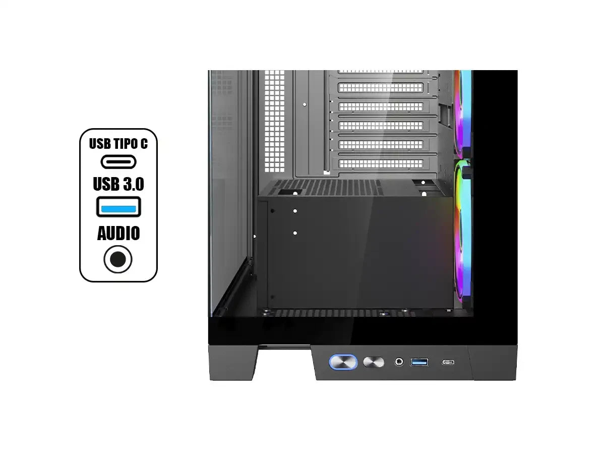 Case Gamer Gambyte Magus S/fuente, Negro (cs-mag4argwr-lg) Panel De Vidrio, 4 Ventilador, Led Argb