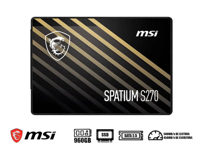 Unidad De Almacenamiento Ssd Sata 2.5 Msi 960gb Spatium S270 (spatium S270960) 500mb/s