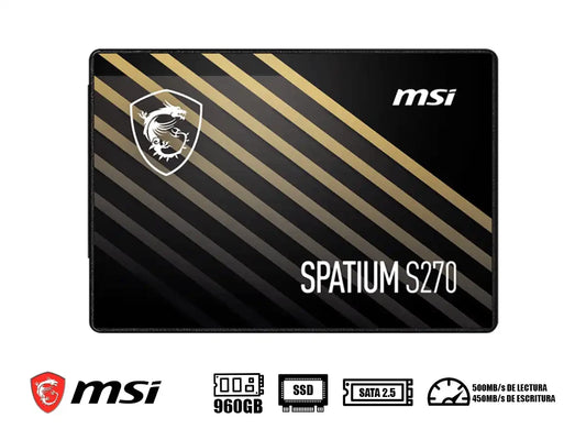 Unidad De Almacenamiento Ssd Sata 2.5 Msi 960gb Spatium S270 (spatium S270960) 500mb/s