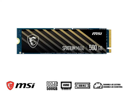 Unidad De Almacenamiento Ssd M.2 Pcie Msi 500gb Nvme Spatium M450, 2280 (sm450n500) 3600mb/s