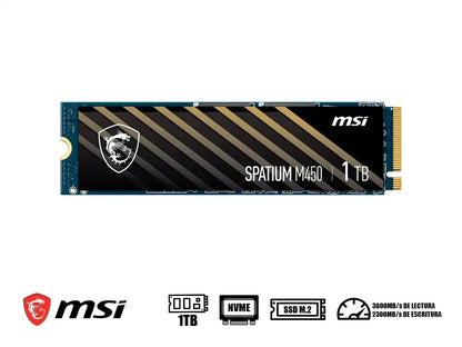 Unidad De Almacenamiento Ssd M.2 Pcie Msi 1tb Nvme Spatium M450, 2280 (sm450n100) 3600mb/s