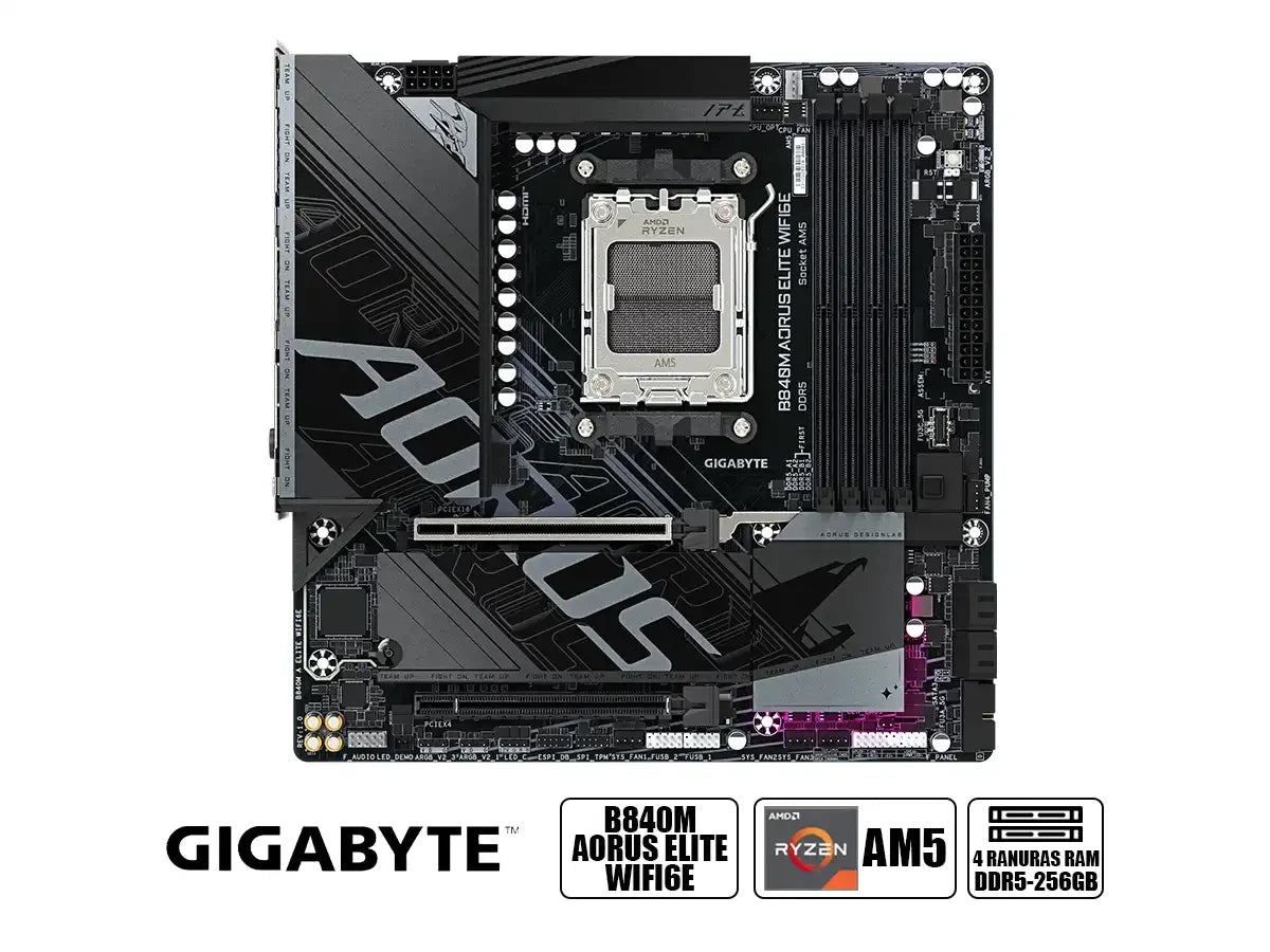 Placa Madre Gigagbyte B840m Aorus Elite Wifi6e (g-b840m-a-elite-wifi6e) Am5, 4 Slot De Ram