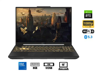 Laptop Asus Core 5 210h Tuf Gaming F16 Fx607vj-rl016 (90nr0mz6-m000p0) 16" Fhd 144hz, Ram 8gb, Ssd 512gb, Rtx 3050 6gb, Mecha Gray