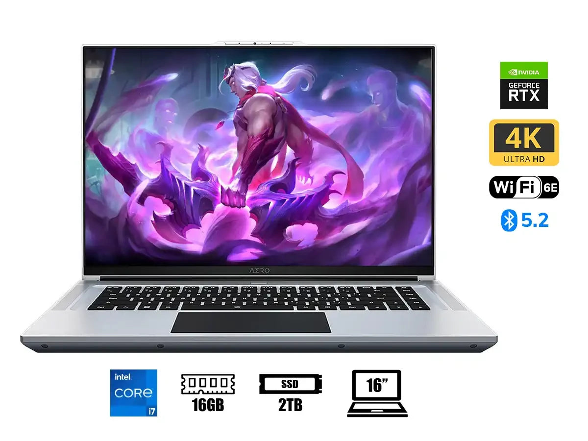 Laptop Gigabyte Core I7-12700h Aero 16 Xe5-adl Gaming (73la938hp) 16" Uhd+, Ram 16gb, Ssd 2tb, Nvidia Rtx 3070ti 8gb, Win11, Es., 12gen