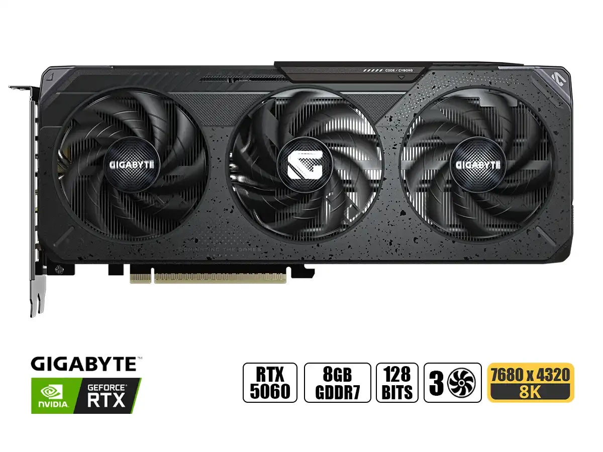 Tarjeta De Video Gigabyte Geforce Rtx 5060 8gb Gaming Oc Gddr7 (gv-n5060gaming-oc-8gd) Nvidia 128 Bits, 3 Ventiladores