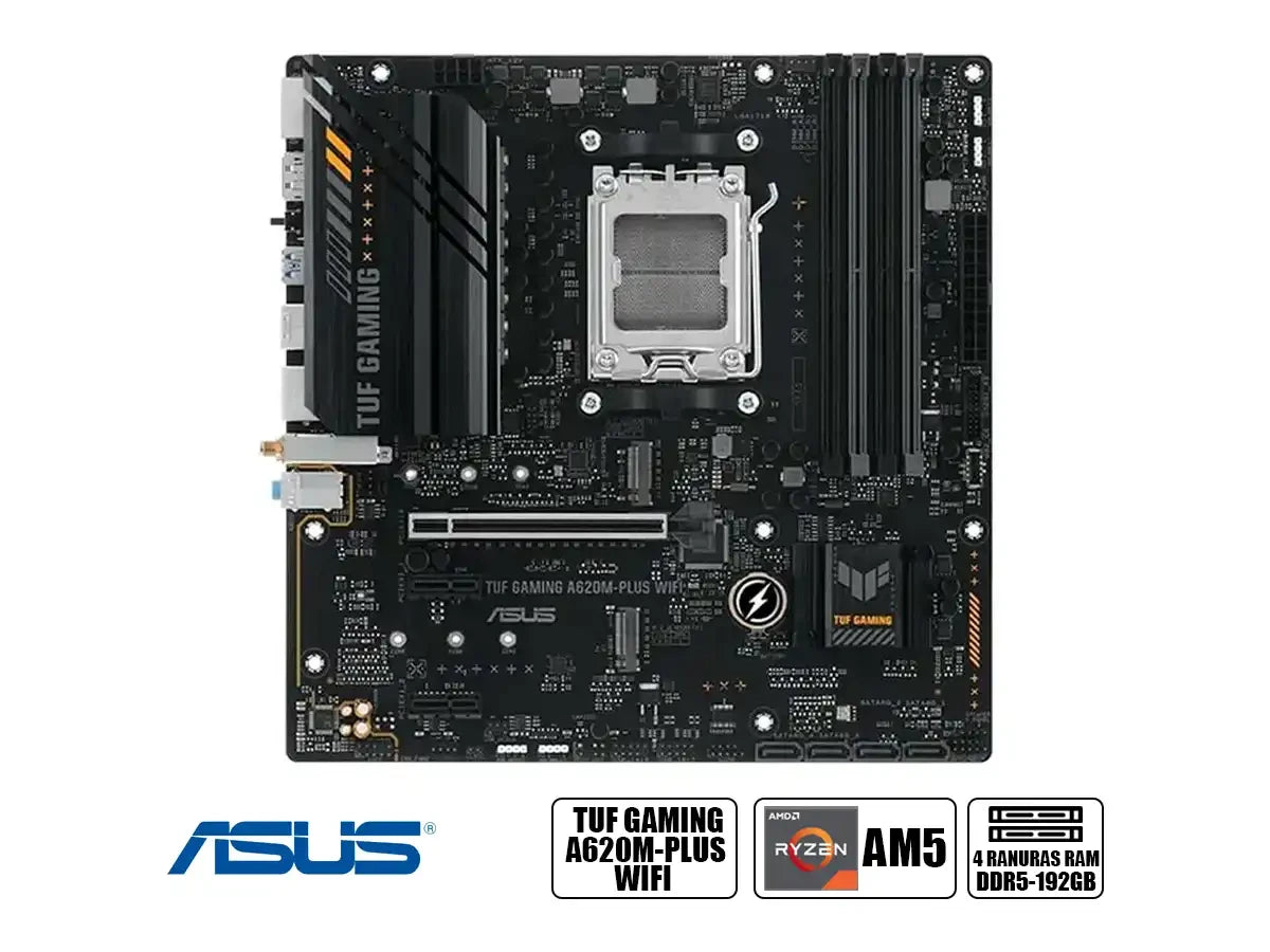 Placa Madre Asus A620m Plus Tuf Gaming Wifi (tuf As A620m-plus Wifi Svl Ddr5) Socket Am5, Ram Ddr5 Buss 7600oc Mt/s