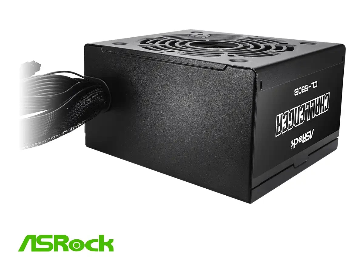 Fuente De Poder Asrock 550w Challenger Cl-550b (90-uxc055-bnuaaa) Atx, 80 Plus Bronze, No Modular, Negro