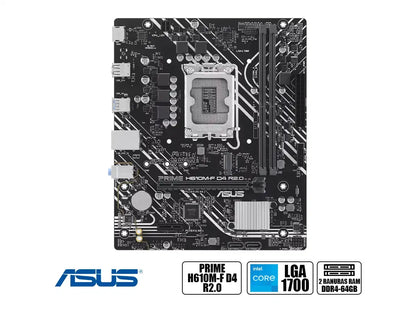 Placa Madre Asus Prime H610m-f (90mb1h70-m0eay0) Socket Lga 1700, Ram Ddr4 Buss 3200mhz, 13va, 12va Gen