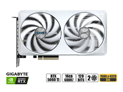 Tarjeta De Video Gigabyte Geforce Rtx 5060 Ti 16gb Eagle Ice Gddr7 Pci Ex Dp (gv-n506teagle Oc Ice-16gd) Nvidia, 128 Bits, 2 Ventiladores