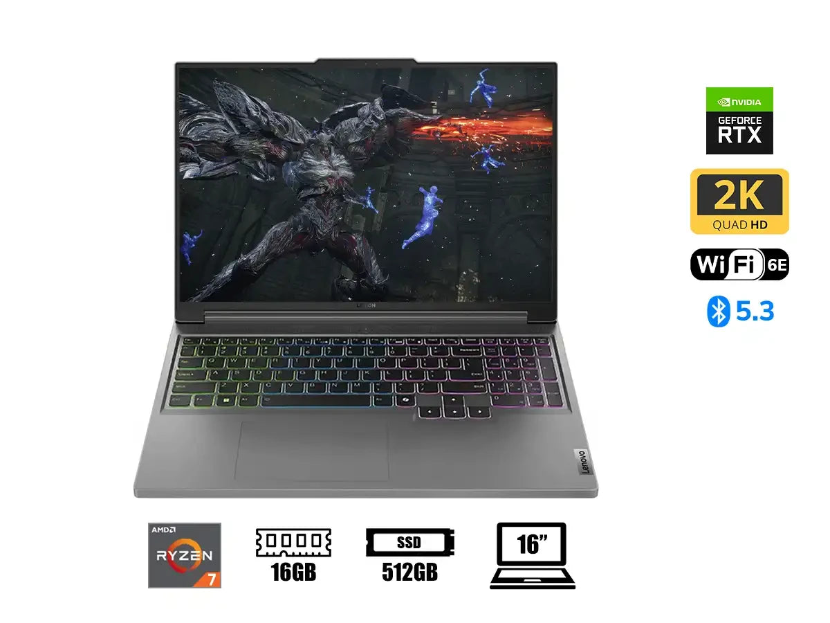 Laptop Lenovo Ryzen 7 8845hs Legion Slim 5 16ahp9 (83dh0086lm) 16" Wqxga, Ram 16gb, Ssd 512gb, Rtx 4060 8gb, S/sistema, Luna Grey
