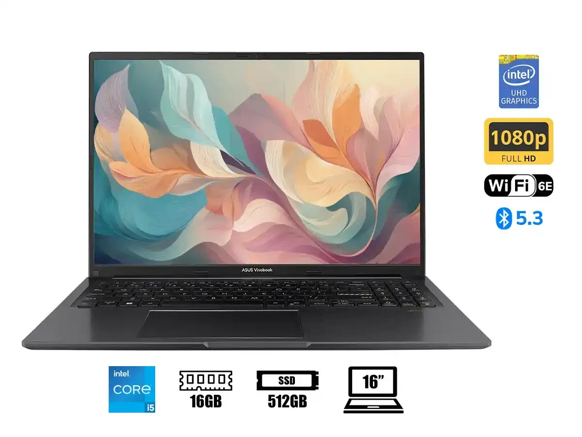 Laptop Asus Core I5-13420h Vivobook X1605va-mb1350 (90nb10n3-m01s90) Pantalla 16" Wuxga, Ram 16gb, Ssd 512gb, S/sistema, Esp. 13gen