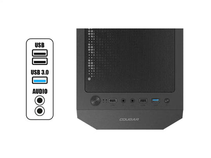 Case Cougar Mx110 Mesh Rgb Negro 650w Bronze Gaming, 4 Ventiladores Led Rgb, 2 Puertos Usb (392ga50.0001)