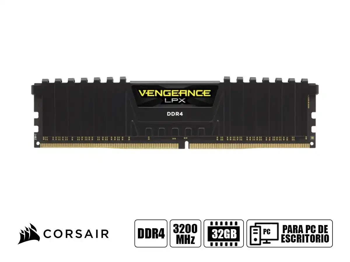Memoria Ram Corsair Ddr4 32gb (16gbx2) Vengeance Lpx (cmk32gx4m2e3200c16) 3200 Mhz, Negro