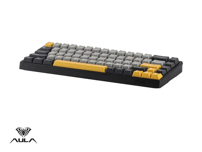 Teclado Gamer Aula Win68he Max 65% Magnetico (au-w68hem3en7) Mecanico, Switch Magnetico Wing Chun, Color Negro, Plomo Y Amarillo