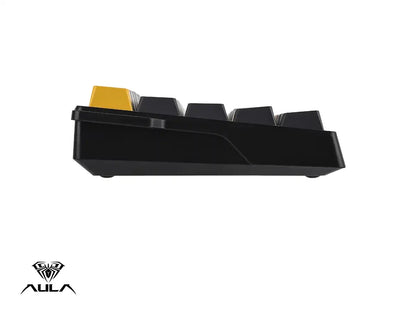 Teclado Gamer Aula Win68he Max 65% Magnetico (au-w68hem3en7) Mecanico, Switch Magnetico Wing Chun, Color Negro, Plomo Y Amarillo