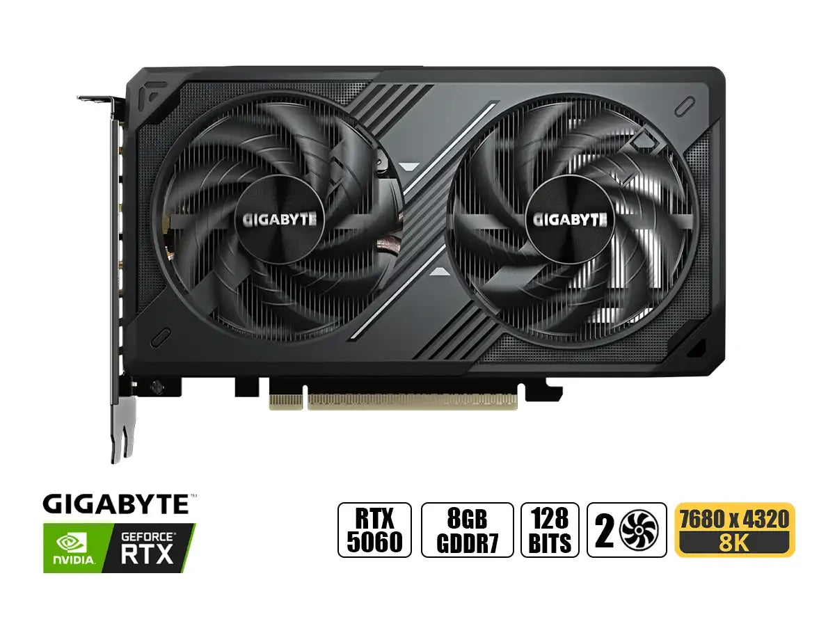 Tarjeta De Video Gigabyte Geforce Rtx 5060 8gb Windforce Max Oc Gddr7 (gv-n5060wf2max-oc-8gd) Nvidia, 128 Bits, 2 Ventiladores