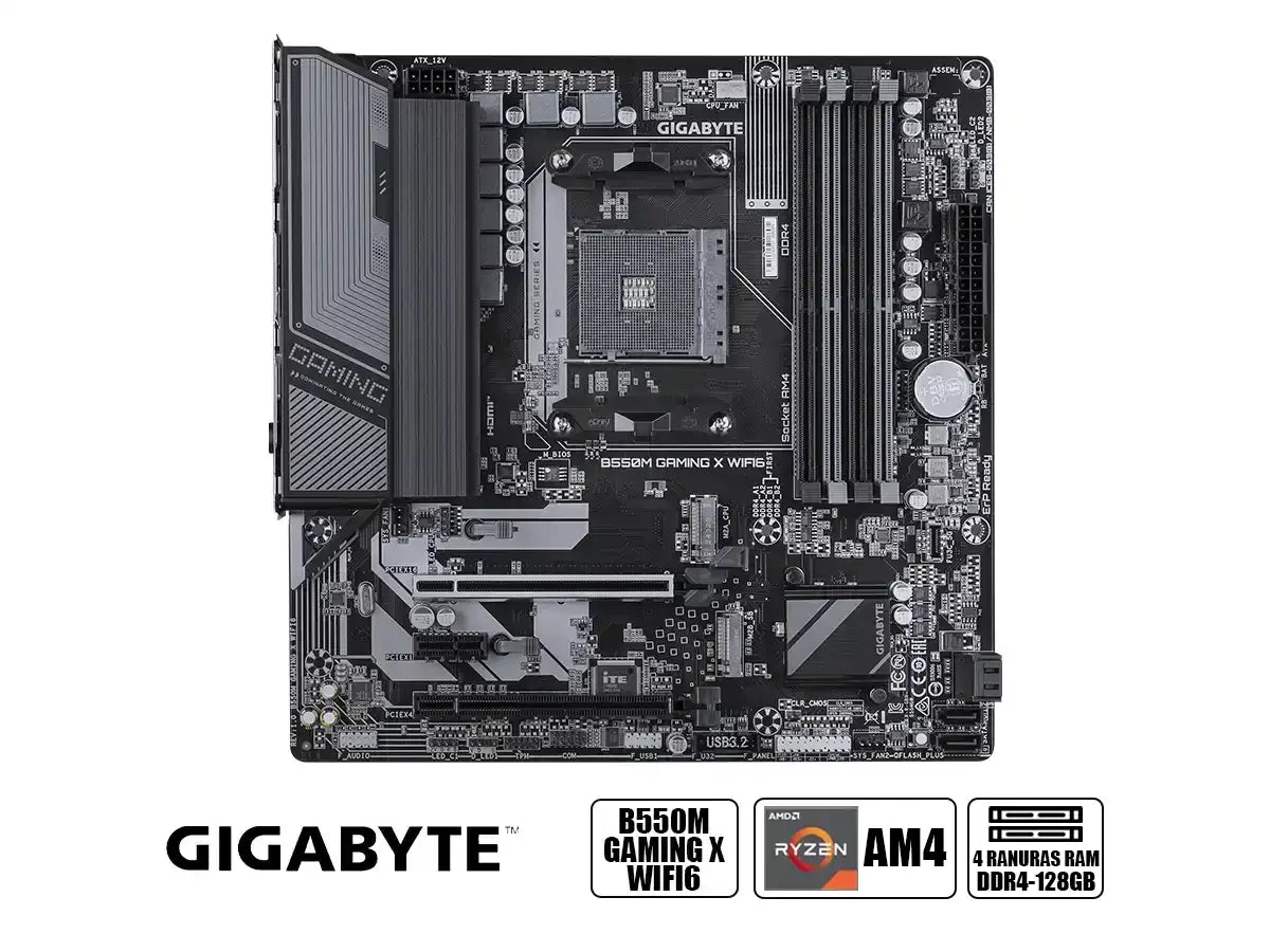 Placa Madre Gigabyte B550m Gaming X Wifi 6 (b550m-gaming-x-wifi6) Socket Am4, Ram Ddr4 Buss 4733oc Mhz
