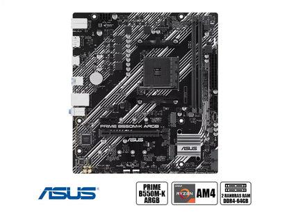 Placa Madre Asus B550m-k-argb Prime (prime-b550m-k-argb) Socket Am4, 2 Slot De Ram Ddr4 Buss 4866oc Mhz