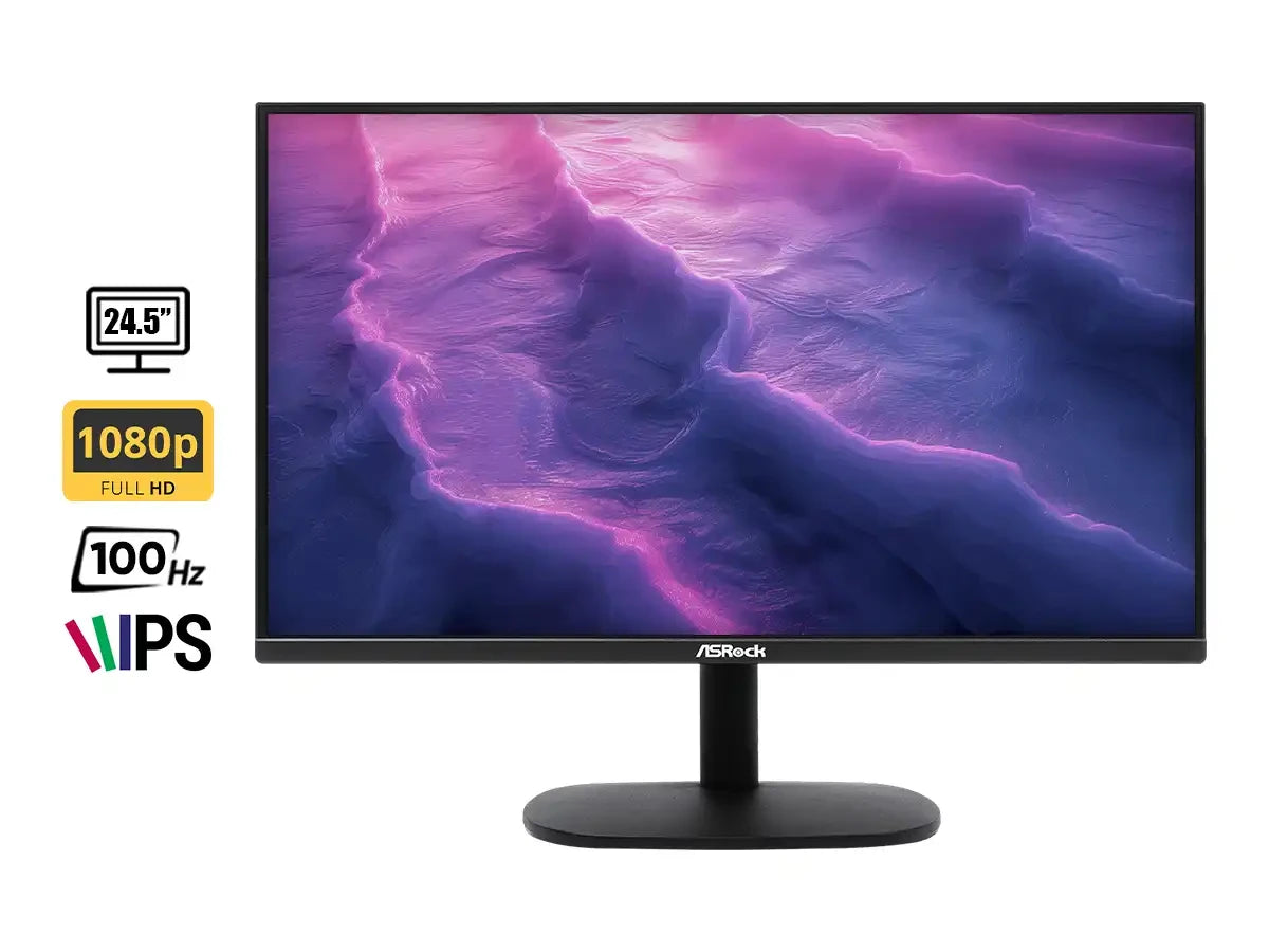 Monitor Asrock 24.5 Pulgadas Cl25ff (cl25ff) Gaming 100hz, Fhd, 1ms, Freesync, 1 Hdmi, 1 Vga