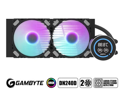 Sistema De Enfriamiento Liquido Gambyte Dn240d (aio-dn240dbl-ght) 2 Ventiladores Con Iluminacion Argb