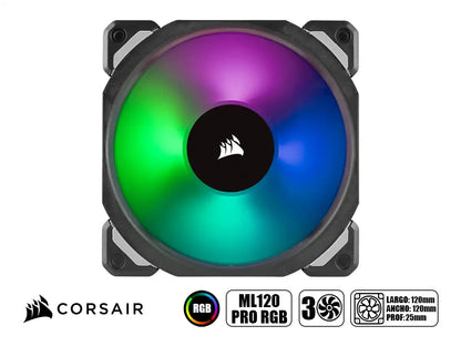 Cooler Para Case Corsair Ml120 Pro Rgb (co-9050076-ww) Pack 3 En 1, 120mm, Led Rgb, Black