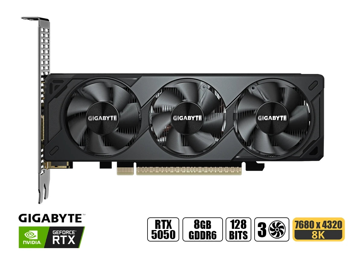 Tarjeta De Video Gigabyte Geforce Rtx 5050 8gb Low Prolife Oc Gddr6 (90gv-n5050oc-8gl) Nvidia 128 Bits, 3 Ventiladores