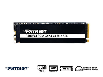 Unidad De Almacenamiento Ssd M.2 Pcie Patriot 2tb P400 V4, 2280 (p400vp2tbm28h) 5200mb/s Hasta