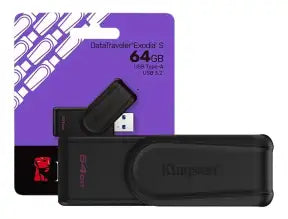 Memoria Usb Kingston 64gb Datatraveler Exodia S (dtxs/64gb) Usb 3.2, Gen 1, Dispositivo De Almacenamiento, Negro
