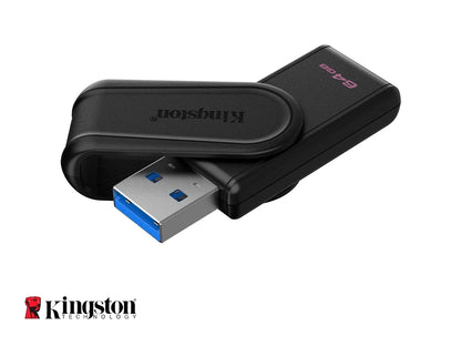 Memoria Usb Kingston 64gb Datatraveler Exodia S (dtxs/64gb) Usb 3.2, Gen 1, Dispositivo De Almacenamiento, Negro