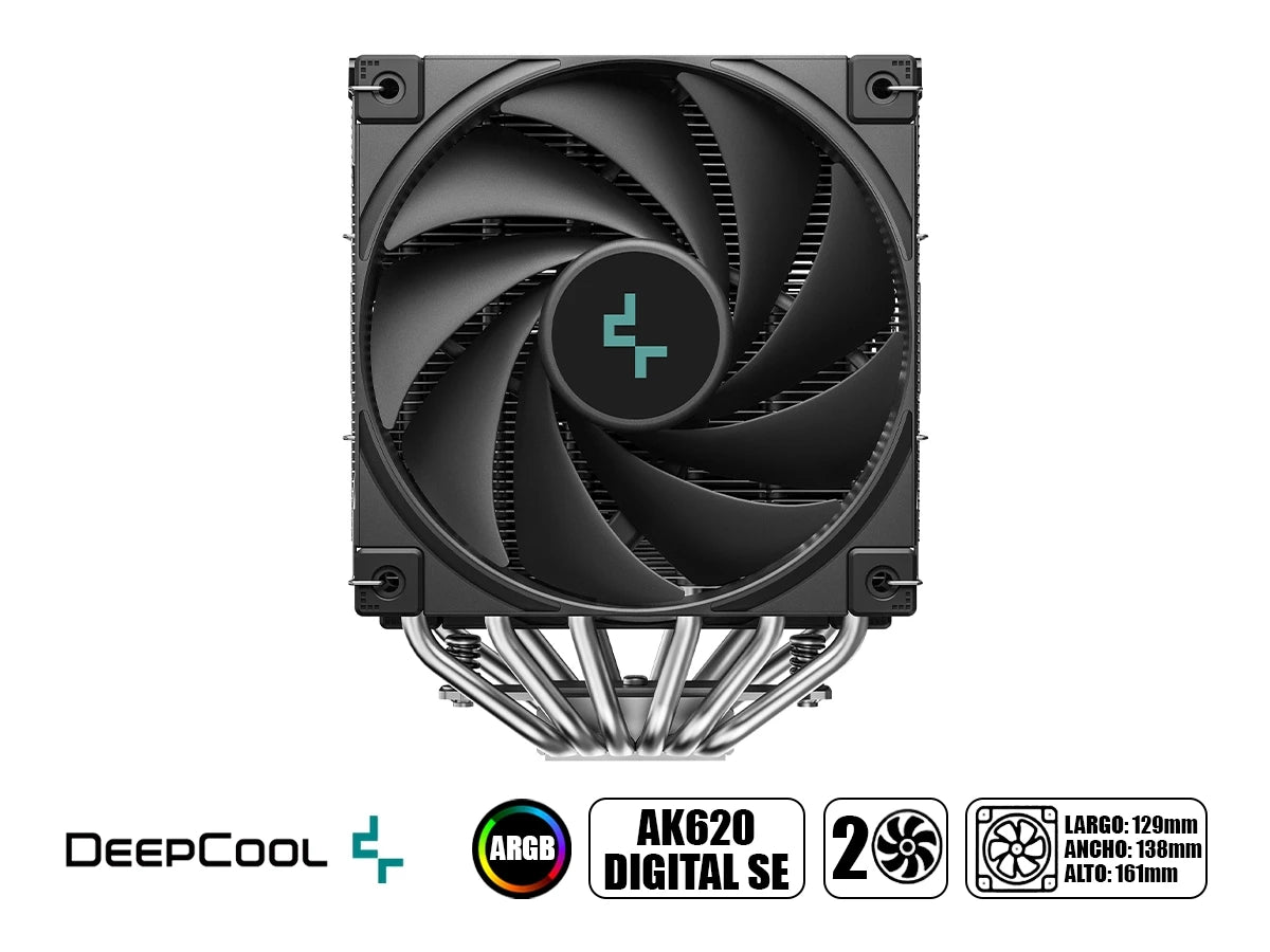 Cooler Para Procesador Deepcool Ak620 Digital Se (r-ak620-bkadmn-gjd) 2 Ventiladores, 120mm, Negro