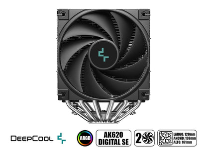 Cooler Para Procesador Deepcool Ak620 Digital Se (r-ak620-bkadmn-gjd) 2 Ventiladores, 120mm, Negro