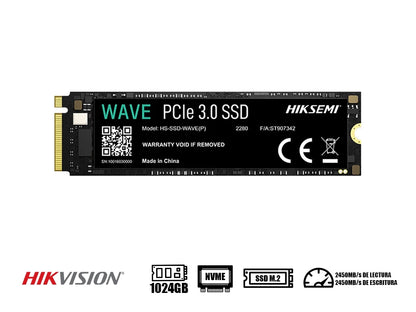 Unidad De Almacenamiento Ssd M.2 Pcie Hiksemi 1024gb Nvme Wave, 2280 (hs-ssd-wave(p)_1024g) 2450mb/s