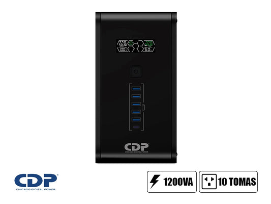 Ups Cdp 1200va | 750w (r-smart 1210i) 10 Salidas / 5 Port Usb Black