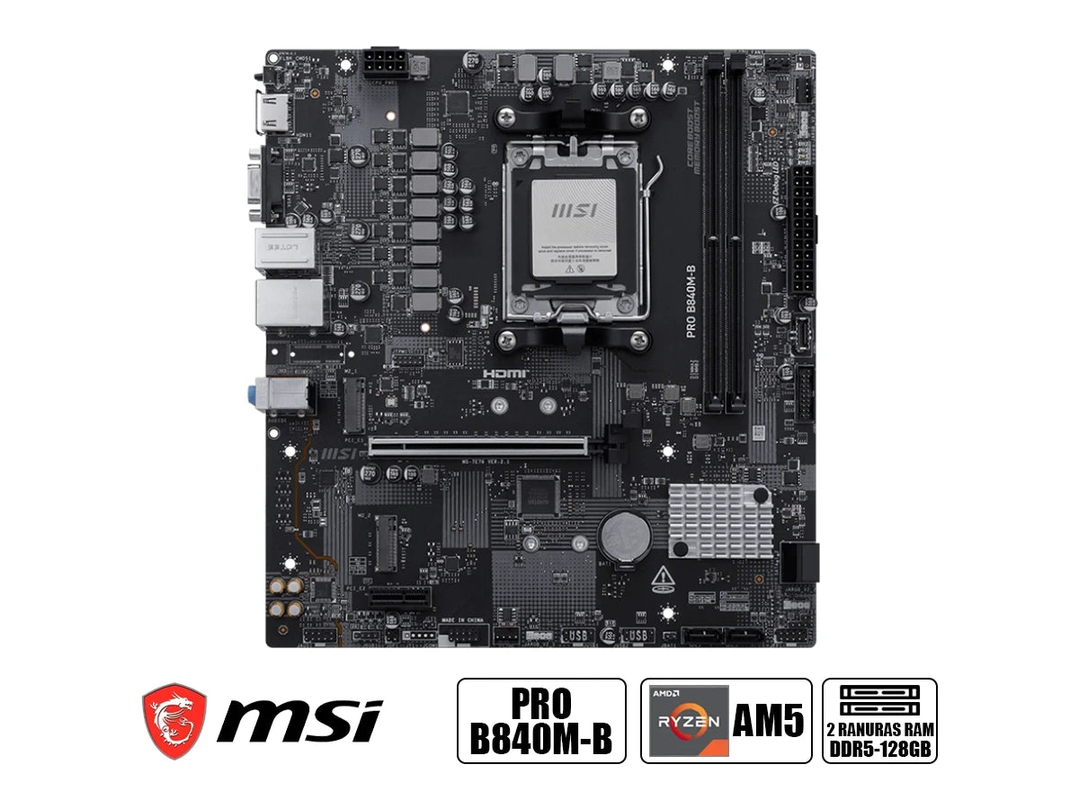 Placa Madre Msi B840m-b Pro (pro B840m-b) Am5 2 Slot De Ram Ddr5