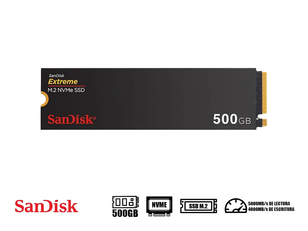 Unidad De Almacenamiento Ssd M.2 Pcie Sandisk 500gb Nvme Extreme (sdssdx3n-500g-g26) 5000mb/s