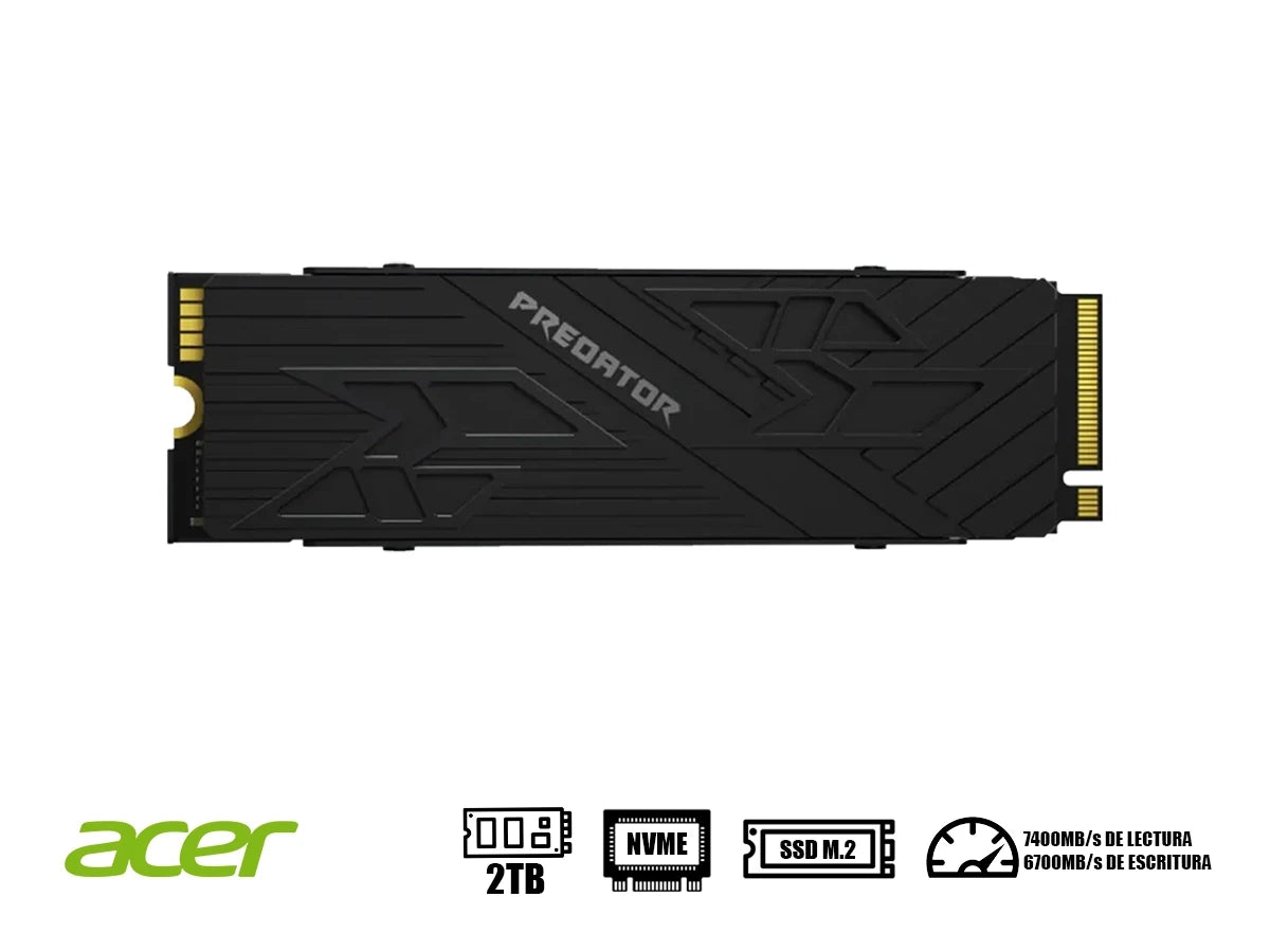 Disco Solido Ssd M.2 Pcie Acer 2tb Predator Gm7000 Hs (bl.9bwwr.123) Gen4x4, Nvme, Para Pc, Laptop, Lectura 7400mb/s