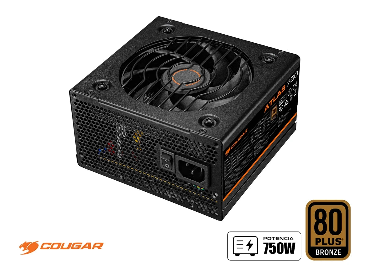 Fuente De Poder Cougar 750w Atlas 750 (31al075001p01) Atx, 80 Plus Bronze, No Modular, Negro