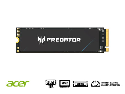 Disco Solido Ssd M.2 Pcie Acer 1tb Predator Gm9000 Gaming (bl.9bwwr.129) Gen4x4, Nvme, Lectura 14000mb/s