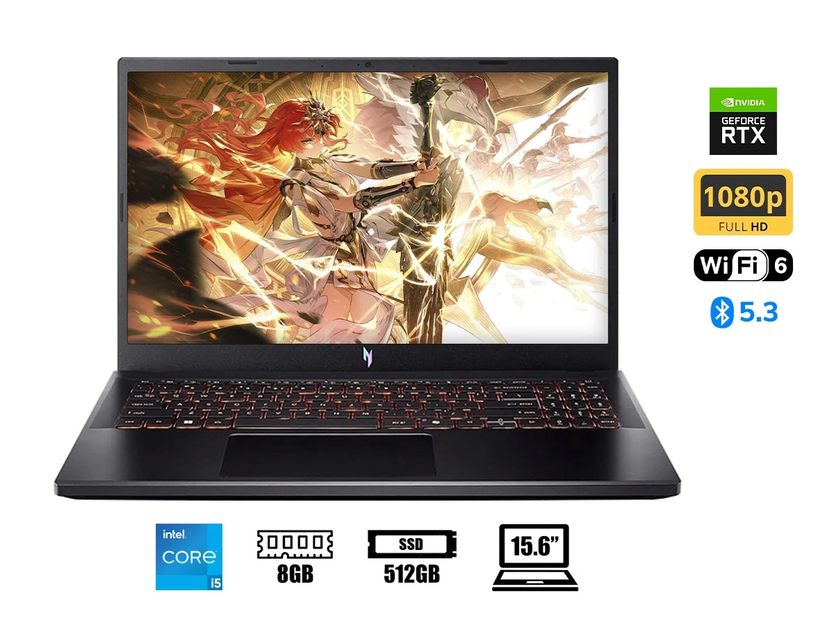 Laptop Acer Core I5-13420h Nitro V 15 Anv15-52-586z Gaming (nh.u0naa.001) 15.6" Fhd 165hz, Ram 8gb, Ssd 512gb, Rtx 4050 6gb, Win11, Black, 13gen