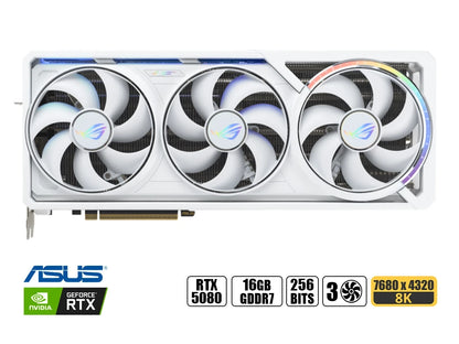 Tarjeta De Video Asus Geforce Rtx 5080 Rog 16gb Gddr7 Astral (90rogrtx5080o16gbastralwhite), Blanco, 3 Ventiladores Frontal