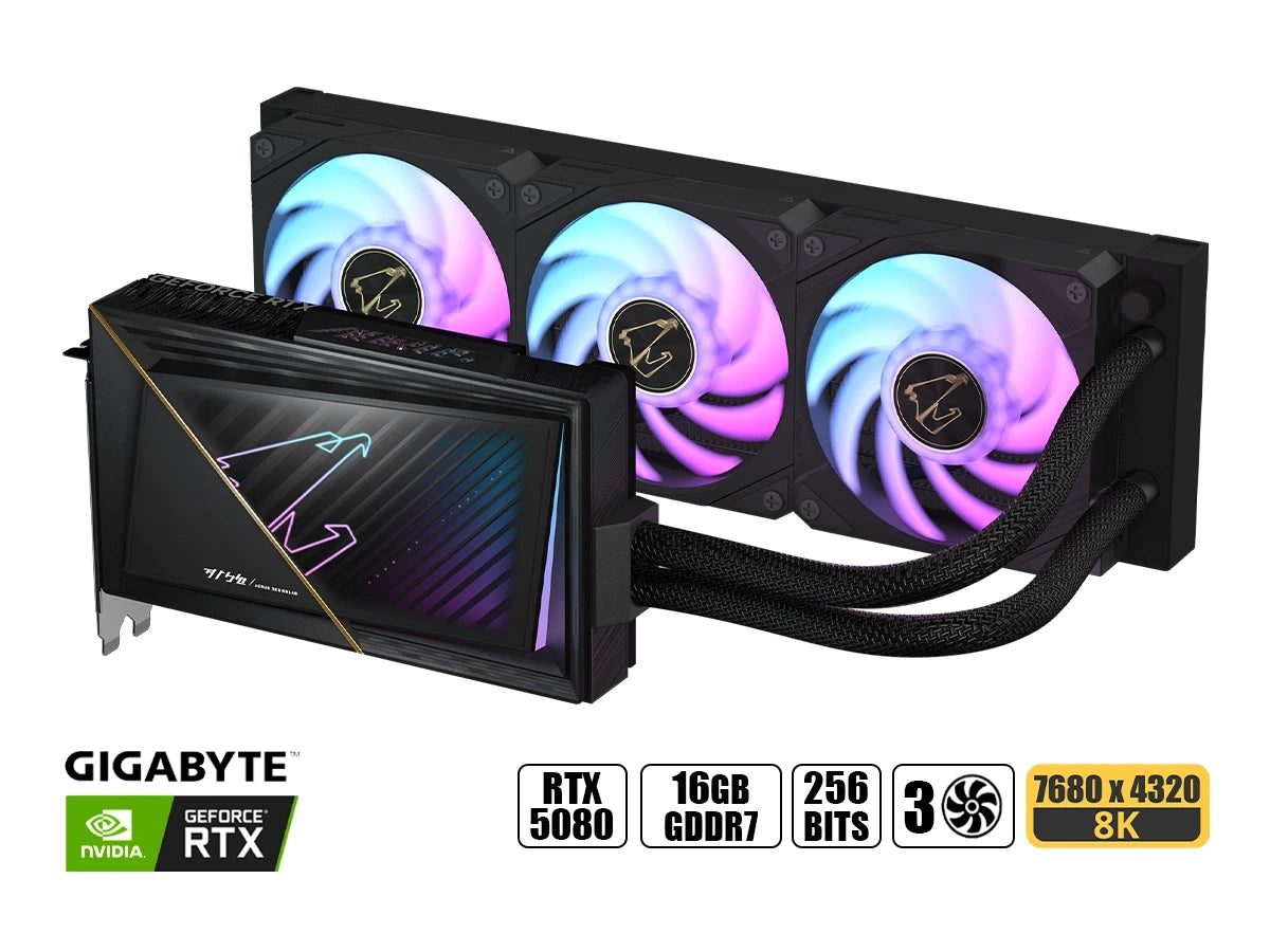 Tarjeta De Video Gigabyte Geforce Rtx 5080 Aorus Xtreme Water 16gb Gddr7 (gv-n5080aorusx W-16gd) Nvidia 256 Bits, 3 Ventiladores Y Radiador