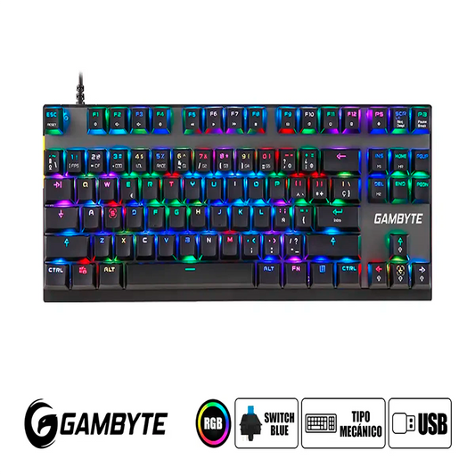 Teclado Gamer Gambyte Crypton (tc-grcrypxl-mt) Mecanico, Switch Blue, Rgb, Negro