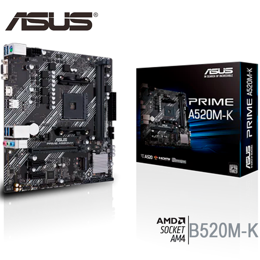 Placa Madre Asus A520m-k Prime (90mb1500-m0eayo) Socket Am4, Ram Ddr4 Buss 4866oc Mhz