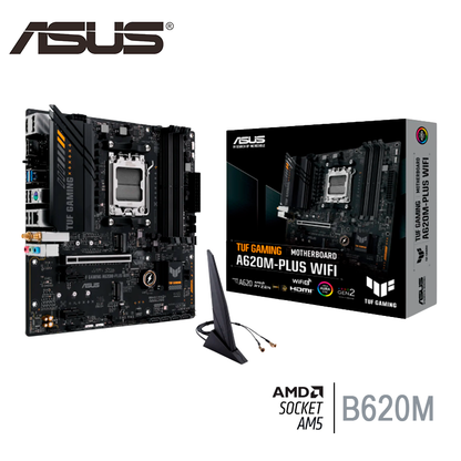 Placa Madre Asus A620m Plus Tuf Gaming Wifi (tuf As A620m-plus Wifi Svl Ddr5) Socket Am5, Ram Ddr5 Buss 7600oc Mt/s